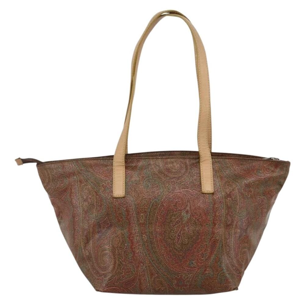 Etro Coated Canvas Paisley Tote Bag Bordeaux Silver